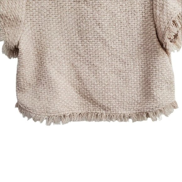 Cupcakes and Cashmere Top Womens Small Pale Pink Justeen‎ Raw Edge Tweed Blouse - Picture 7 of 9